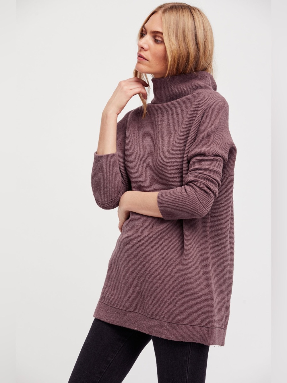 Free People Mauve Dusty Rose Turtleneck Sweater